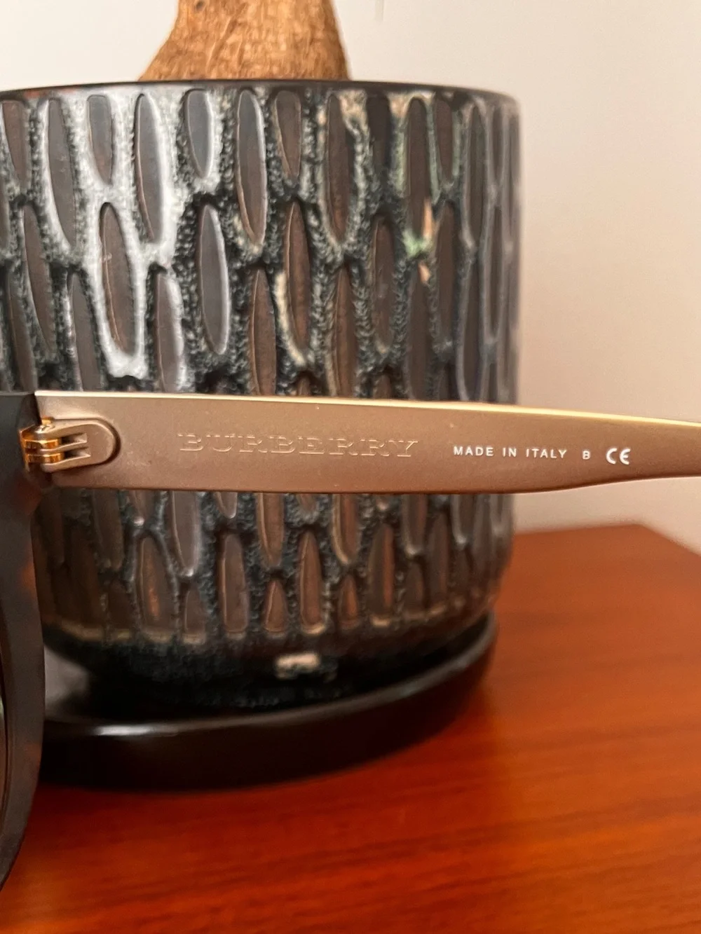 Burberry B4220 Cat Eye Sunglasses with Gold Plaid Temples